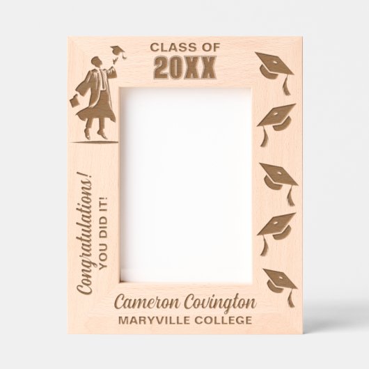卒業名パーソナライズされた、学校/大学、年 レーザー彫刻フレーム (正面)