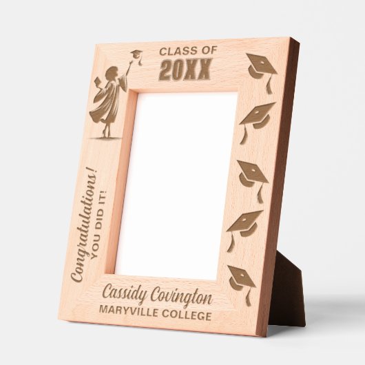 卒業名パーソナライズされた、学校/大学、年 レーザー彫刻フレーム (左)