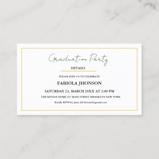 卒業名モダンカード挿入金ゴールド枠 コーリングカード (裏面)