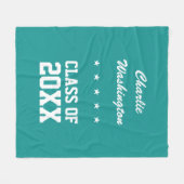 卒業名前をカスタムする、年およびカラーフリース フリースブランケット (正面(横))