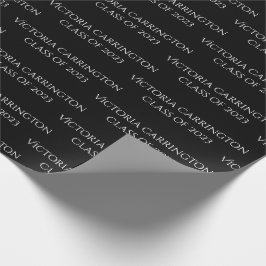 卒業名年区分スクリプト・白黒 ラッピングペーパー