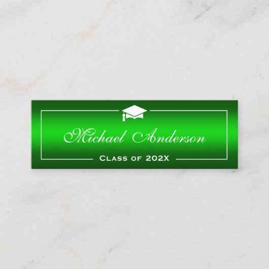 卒業名札 - クラシックなプレーン グリーン グラデーション コーリングカード (正面)