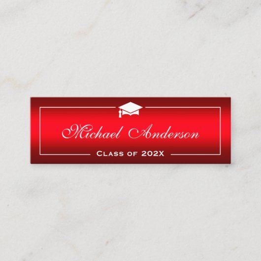 卒業名札 - スタイリッシュなプレーンな赤のグラデーション コーリングカード (正面)