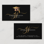 卒業名金ゴールドモノグラムブラック挿入カード コーリングカード (正面/裏面)