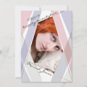 卒業図形フレーム赤面ピンク薄紫 招待状 (正面)