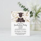 卒業型シルエット卒業証書と紙吹雪 インビテーションポストカード (スタンド正面)