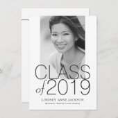 卒業型モダン積み重ね文字フォト招待状 案内状 (正面/裏面)