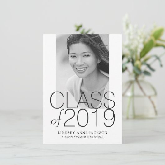 卒業型モダン積み重ね文字フォト招待状 案内状 (スタンド正面)