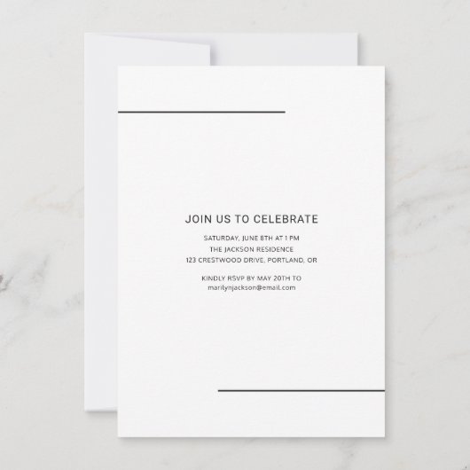 卒業型モダン積み重ね文字フォト招待状 案内状 (裏面)