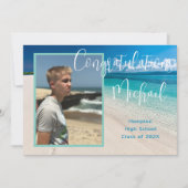 卒業型ユニセックストロピカルビーチオープンハウス 招待状 (正面)