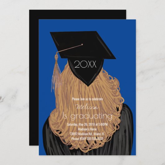 卒業大学高等学校卒業パーティー 招待状 (正面/裏面)