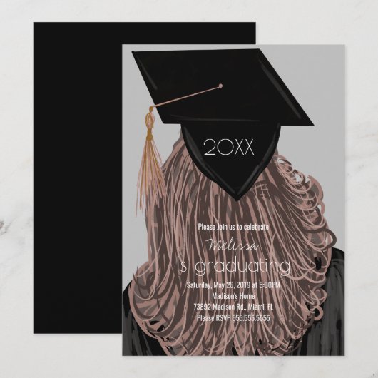 卒業大学高等学校卒業パーティー 招待状 (正面/裏面)