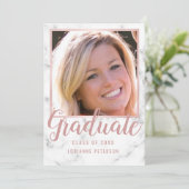 卒業大理石バラ金ゴールドフォトピンクスクリプト 案内状 (スタンド正面)