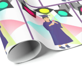 卒業女子キャップ及びスポットライト付きガウン ラッピングペーパー