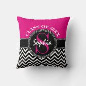 卒業女熱ピンクと黒の学年 クッション (裏面)