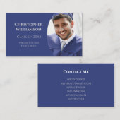 卒業学生の学校のネットワーキングの青の写真 名刺 (正面/裏面)