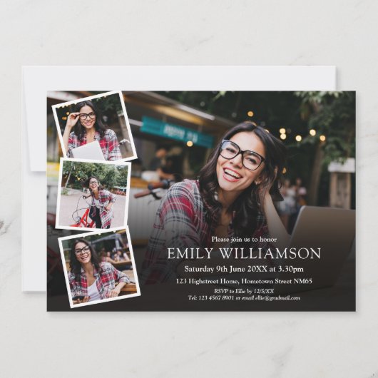 卒業定義の卒業パーティー4写真 招待状 (裏面)