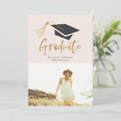 卒業帽とタッセル金箔写真パーティー 招待状 (スタンド正面)