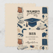 卒業帽のパーティー招待状 招待状 (正面/裏面)