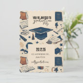 卒業帽のパーティー招待状 招待状 (スタンド正面)