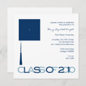 卒業帽の四角い招待状または発表 招待状 (正面/裏面)