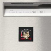 卒業帽をかぶったおしゃれな猫の面白い卒業記念品 マグネット (インサイチュ (食洗機))