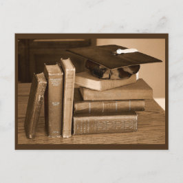 卒業帽クラシック付き本 ポストカード