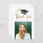 卒業帽タッセルありがとうフォト・ゴールド・フォイル サンキューカード (正面/裏面)