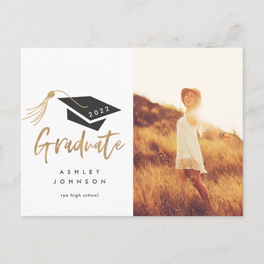 卒業帽タッセル金箔写真2022 案内ポストカード (正面)