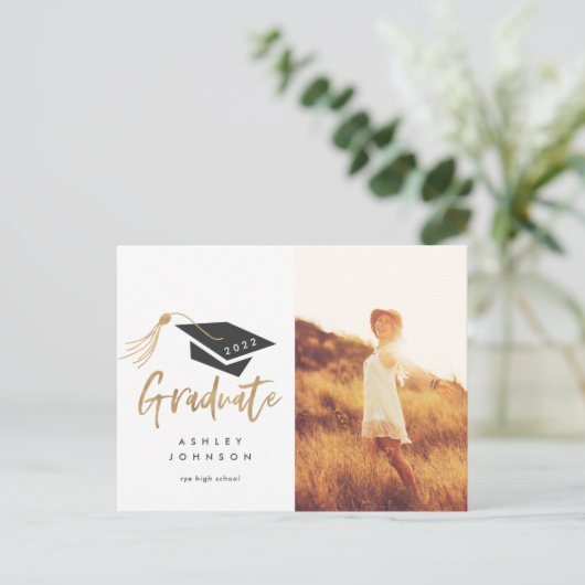 卒業帽タッセル金箔写真2022 案内ポストカード (スタンド正面)