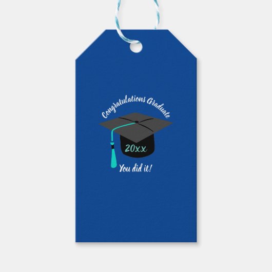 卒業帽及び年青パーソナライズされたギフトラベル ギフトタグ (正面)