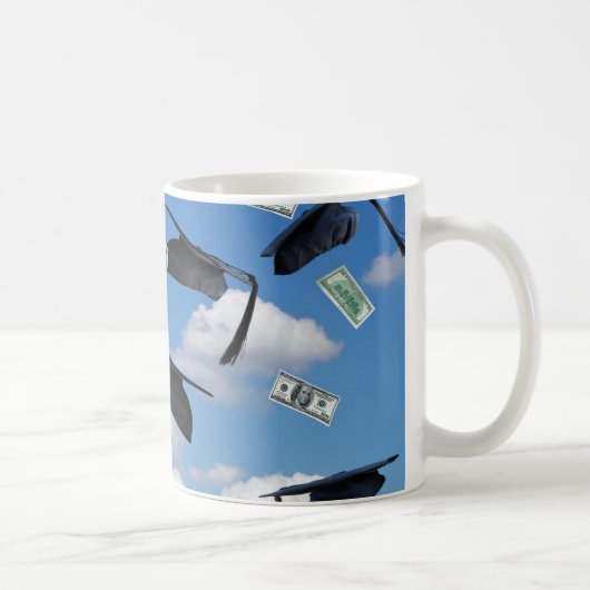 卒業帽子とお金 コーヒーマグカップ (右)