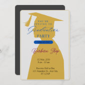 卒業帽子のお祝い - カスタムパーティーデザイン 招待状 (正面/裏面)