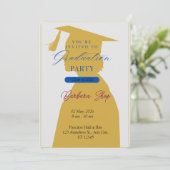 卒業帽子のお祝い - カスタムパーティーデザイン 招待状 (スタンド正面)