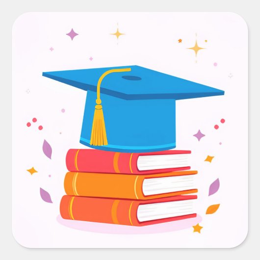 🎓 卒業帽子の成功ギフト 学生用 🎁 スクエアシール (正面)