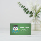卒業帽子をかぶったかわいい青いフクロウ、個人指導の先生 コーリングカード (スタンド正面)