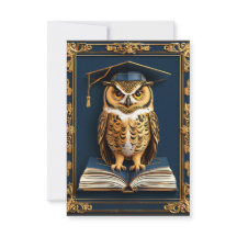 卒業帽子をかぶったフクロウに卒業式の願い