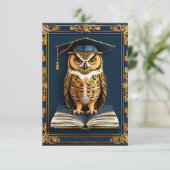 卒業帽子をかぶったフクロウに卒業式の願い 招待状 (スタンド正面)