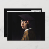 卒業帽子をかぶった女の子(パールイヤリング) 案内ポストカード (正面/裏面)