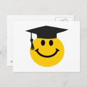 卒業帽子を付けた大学院顔 案内ポストカード (正面/裏面)