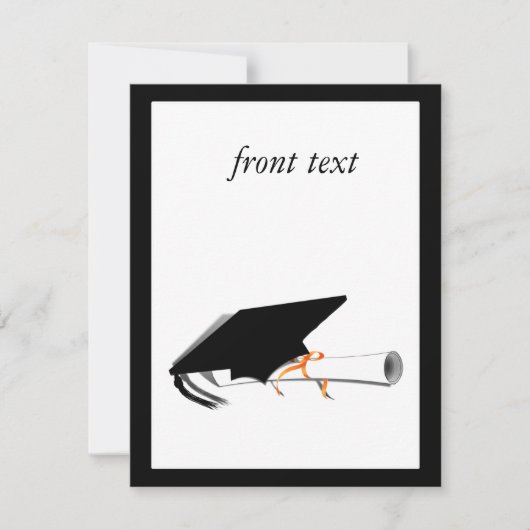 卒業帽子を斜めに傾け、卒業証書を空白のカードに飾る 招待状 (正面)