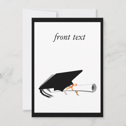 卒業帽子を斜めに傾け、卒業証書を空白のカードに飾る 招待状 (正面)