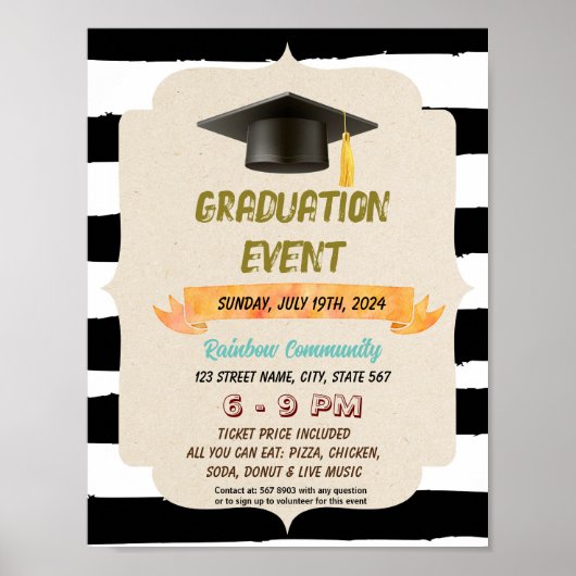 卒業帽子イベントパーティーチラシ ポスター (正面)