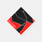 卒業帽子 クラス 年 赤と黒 スタンダードカクテルナプキン (角)