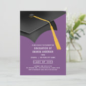 卒業帽子 パープル 卒業パーティー 招待状 (スタンド正面)