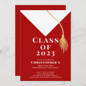 卒業帽子 卒業パーティー招待状 招待状 (正面/裏面)