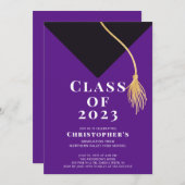 卒業帽子 卒業パーティー招待状 招待状 (正面/裏面)