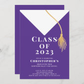 卒業帽子 卒業パーティー招待状 招待状 (正面/裏面)