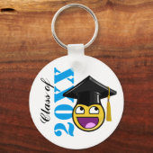 卒業帽素晴らし付き顔ミーム キーホルダー (正面)