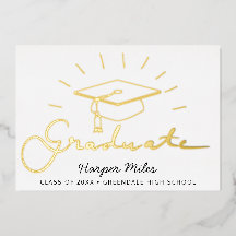 卒業帽金ゴールドはがき